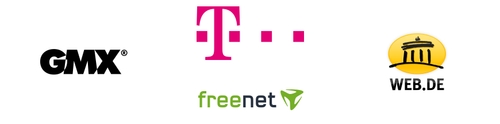 Logos Telekom, gmx, web.de, freenet