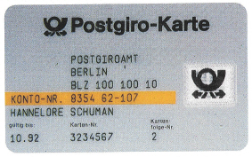 neue Postgirokarte