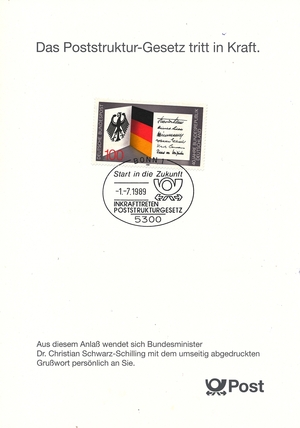 Briefmarken-Blatt zur Postreform