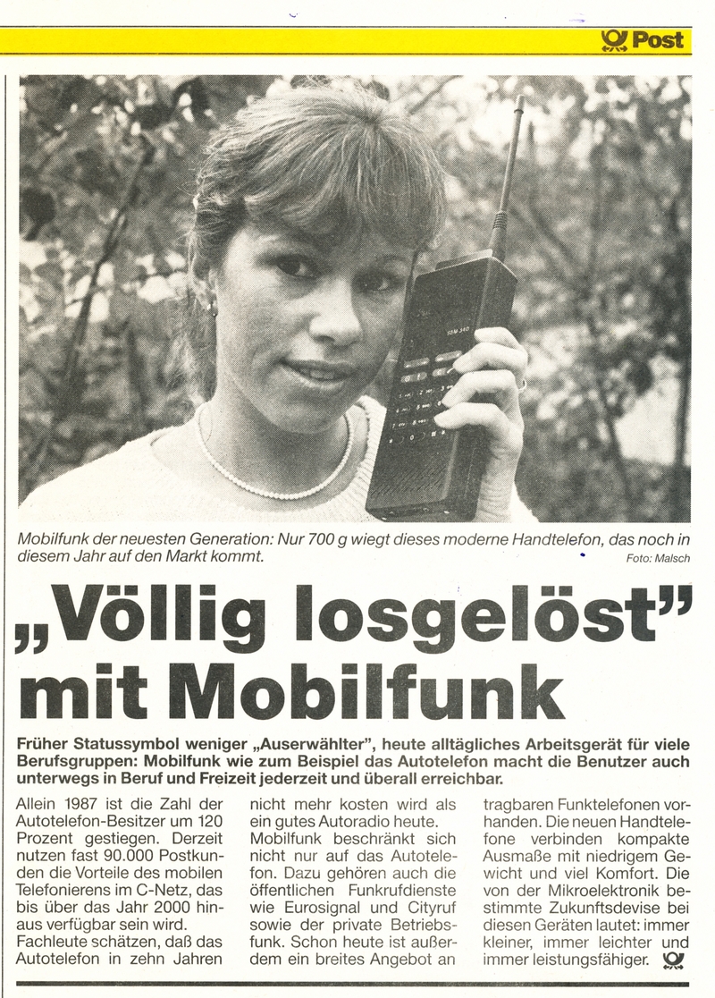 aus Zeitung für Postkunden: Mobilfunk 3/1988
