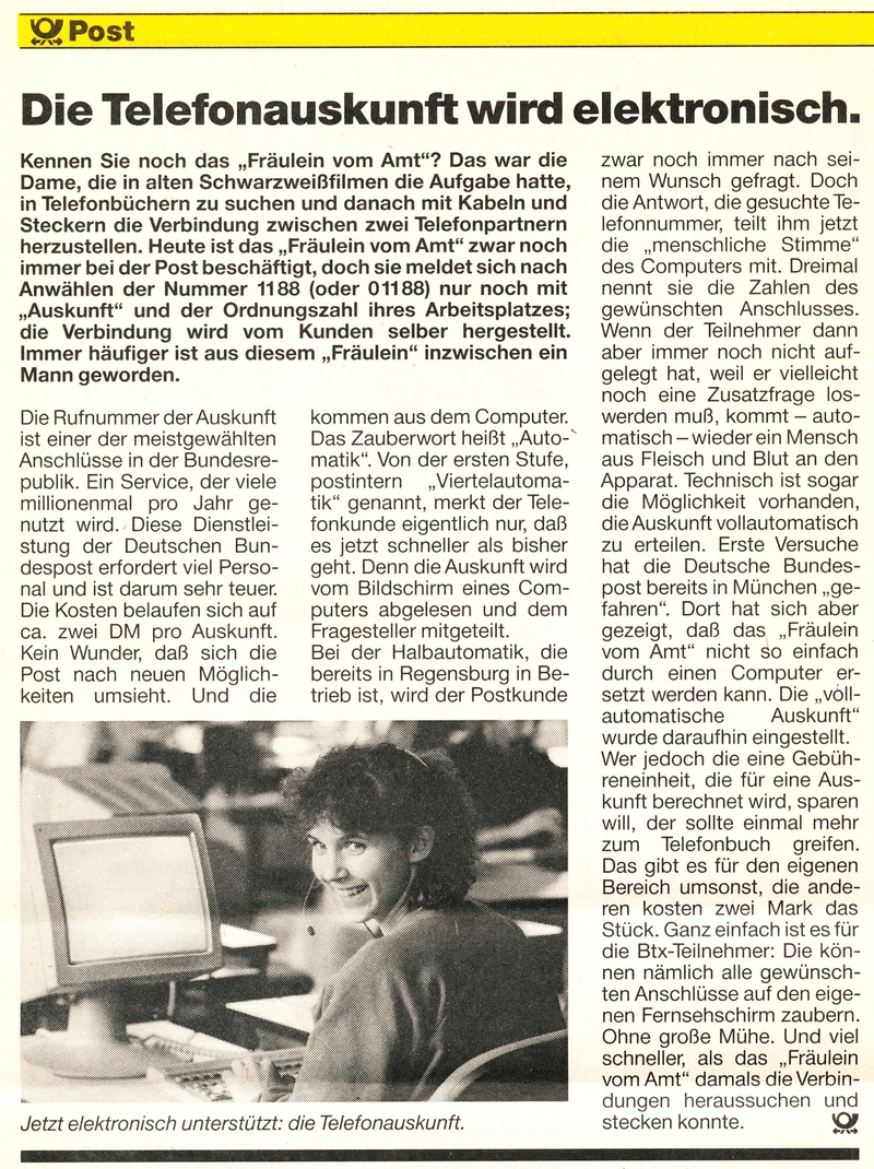 aus Zeitung für Postkunden 2/1989