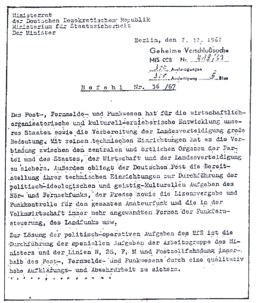 Befehl MinRat DDR v. 07.12.1967