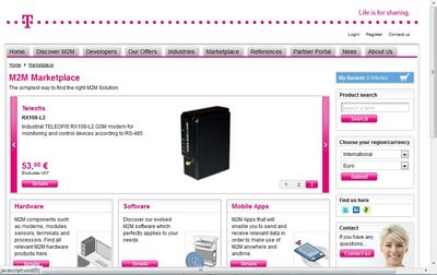 Screenshot M2M-Seite Deutsche Telekom